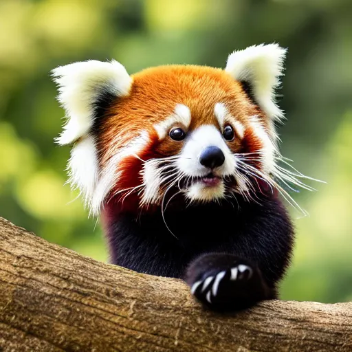 Prompt: Photo of stuffed cute Red Panda, peaceful atmosphere, precise, mid-shot, perfect light, bokeh, indoor, green background, highly detailed, 4k