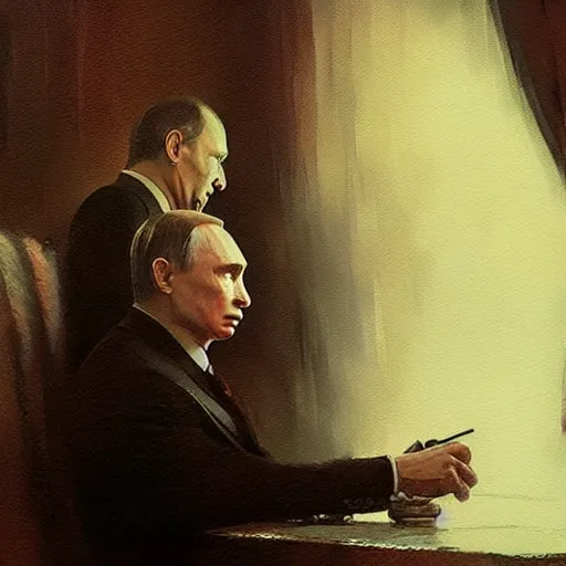 Image similar to picture the putin runs lavrov as a puppet, painting by greg rutkowski