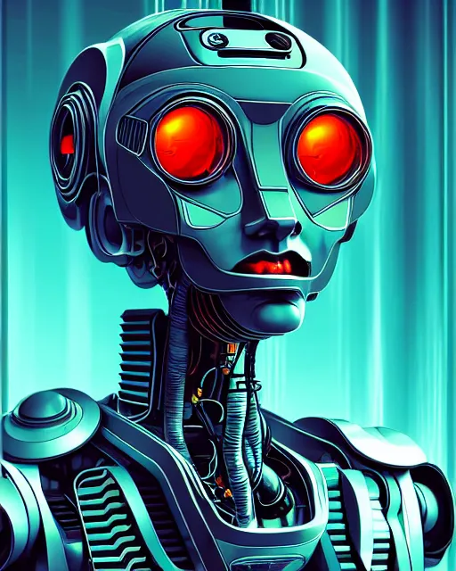 Image similar to crazy robot, character portrait, portrait, close up, concept art, intricate details, highly detailed, sci - fi poster, cyberpunk art, in the style of looney tunes