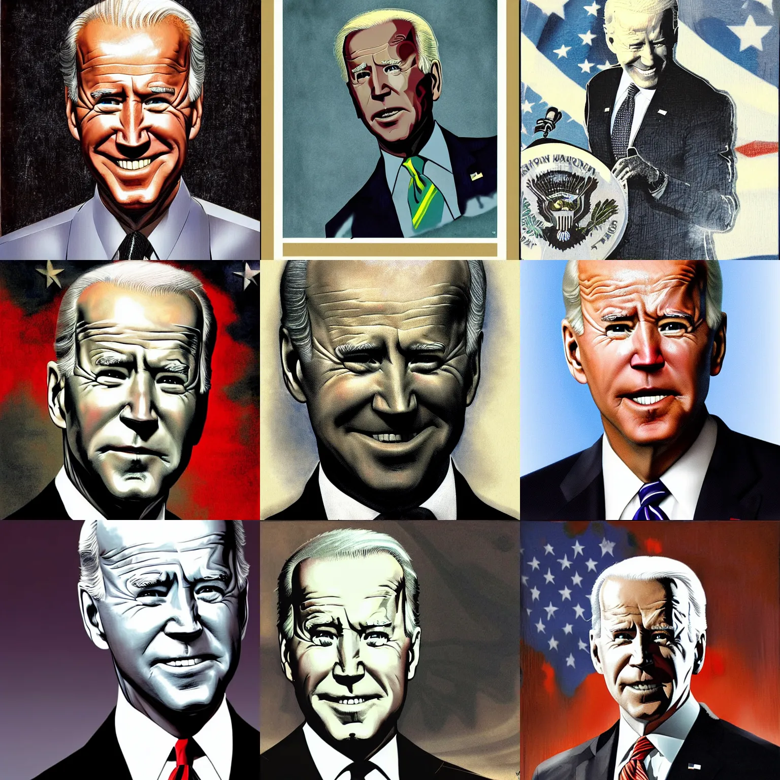 Prompt: joe biden, by dave mckean