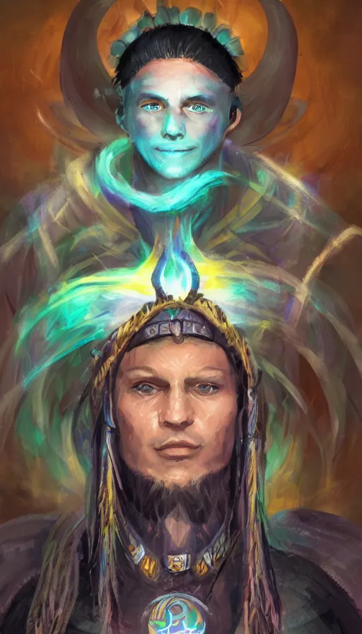 Prompt: portrait of a digital shaman, from magic the gathering