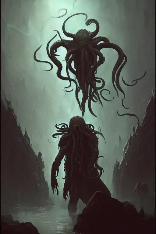 Image similar to cthulhu, digital art, magic the gathering, mtg, by greg rutkowski, trending on artstation