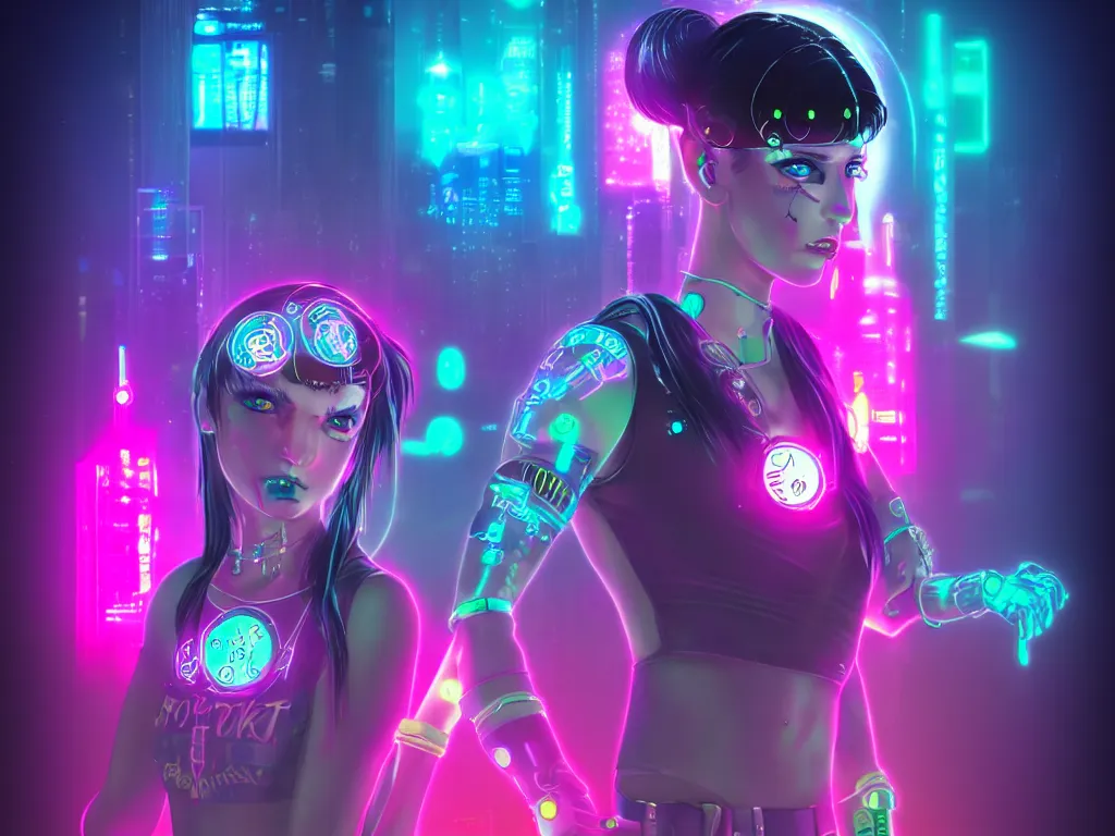 Image similar to a portrait of the neon cyberpunk sailor moon with arm tattoos, single person, dystopian scifi gear, gloomy, profile picture,