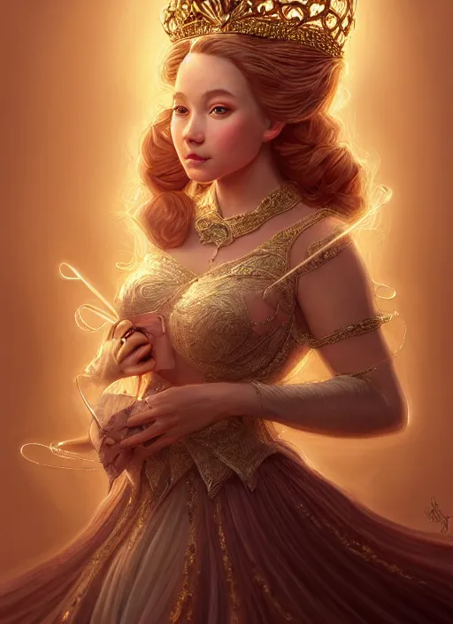 Prompt: portrait of a princess pig!!!, fantasy, intricate, elegant, beautiful, digital art, beautiful dynamic lighting, golden ratio, highly detailed, digital painting, trending on artstation, concept art, smooth, sharp focus, illustration, photo realistic, art by artgerm and greg rut, 4 k