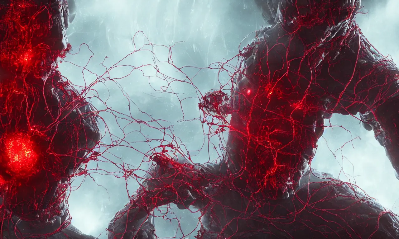 Image similar to A bloody red neurological network spanning across the galaxy,, realistic 4k octane beautifully detailed render, 4k post-processing, highly detailed, intricate complexity, epic composition, magical atmosphere, cinematic lighting, masterpiece, ultra hd