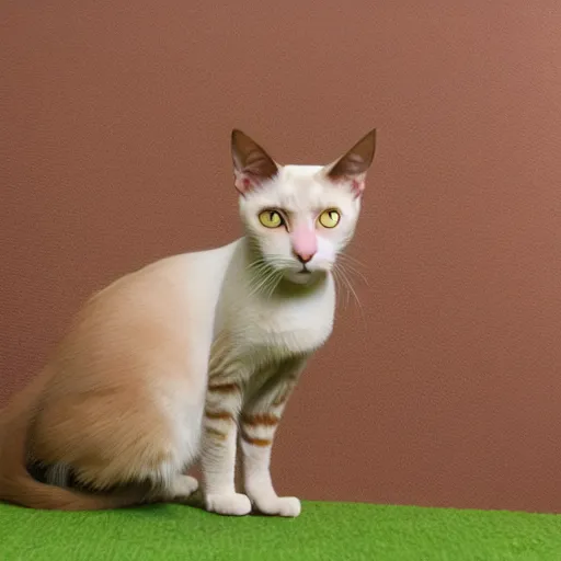 Image similar to crossbreed of an abyssian cat and a siamese cat, photo