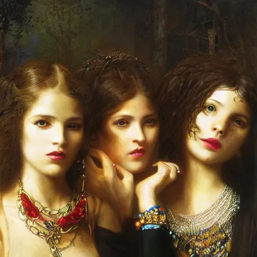 Prompt: portrait of a female gang, by howard david johnson.