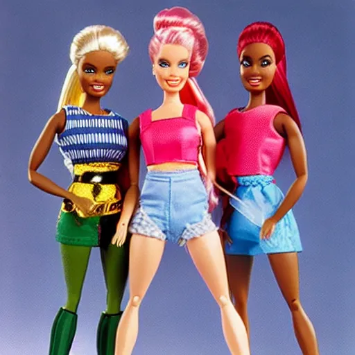 Image similar to barbie mr. t pop band, detailed facial expressions, 1 9 8 0 s aesthetic