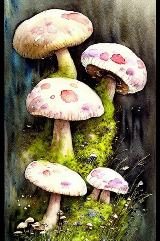 Image similar to soft text and muted colors!!!!!!!!!!! ( ( ( ( watercolor giant flowers, giant mushrooms, moss granular dripping running. ) ) ) ) ) by jean baptiste monge!!!!!!!!!!!!!!!!!!!!!!!!!!!!!!