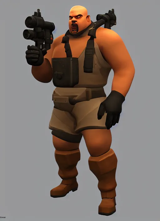 Prompt: heavy weapons guy, team fortress 2, source engine, detailed render