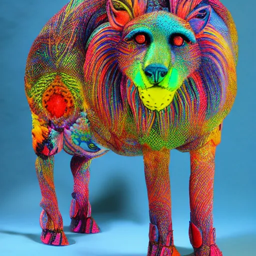 Image similar to psychedelic animal sculptures