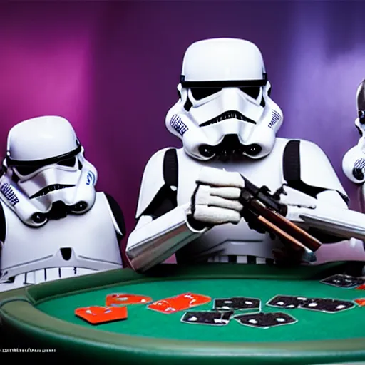 Prompt: stormtroopers playing poker, trending on artstation