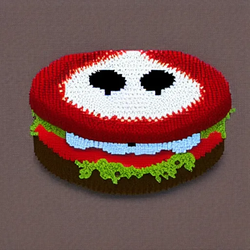 Prompt: realistic photo of a big mac crocheted out of wool, digital art