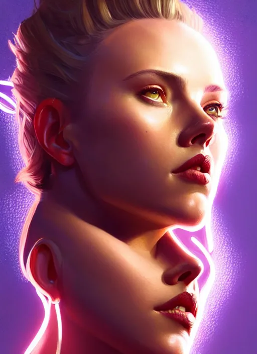 Image similar to portrait of apex legends scarlett johansson, intricate, elegant, glowing lights, highly detailed, digital painting, artstation, glamor pose, concept art, smooth, sharp focus, illustration, art by artgerm and greg rutkowski, artey freytag
