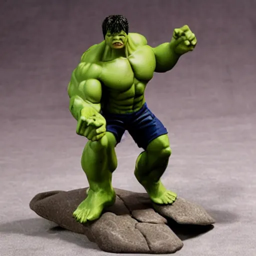 Prompt: realistic rock figurine, from the incredible hulk toy