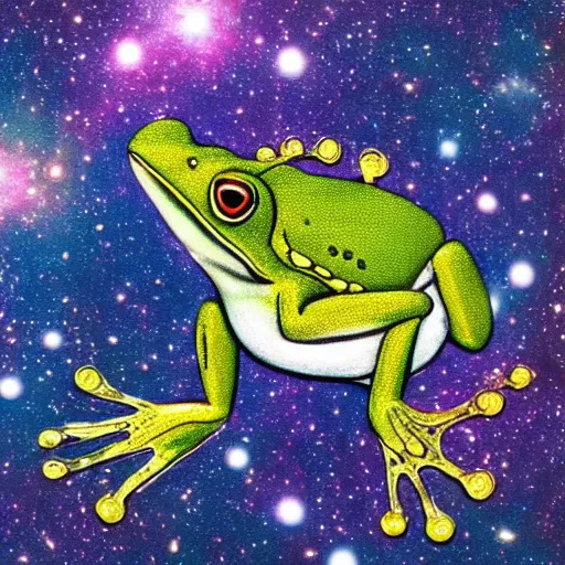 Prompt: a frog in the shape of a galaxy