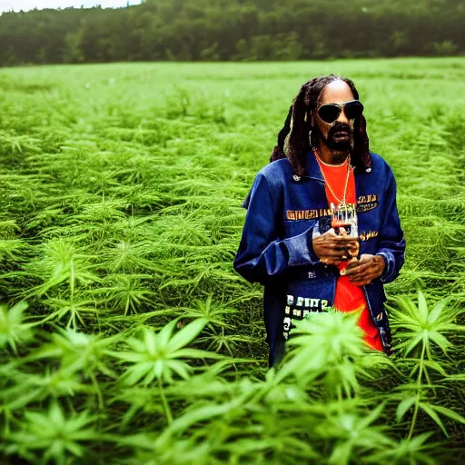 Prompt: snoop dogg in a weed field