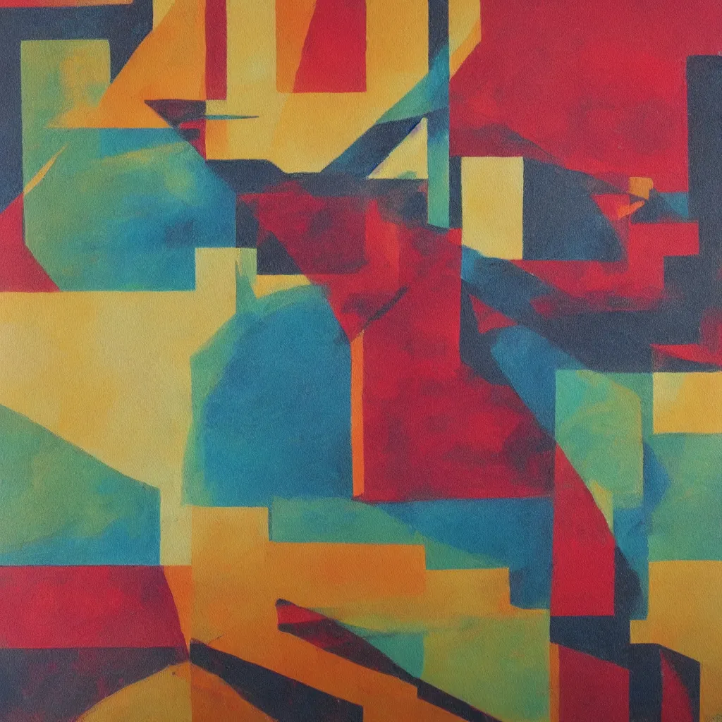 Prompt: a painting made of 3 color in style of Bauhaus