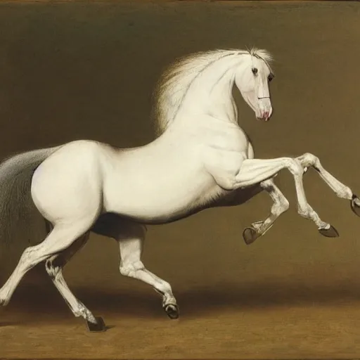 Prompt: a rearing horse, contraposto, by george-stubbs