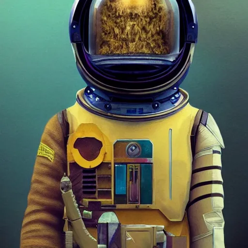 Prompt: a beautiful picture of a space bounty hunter by Wes Anderson, trending on Artstation