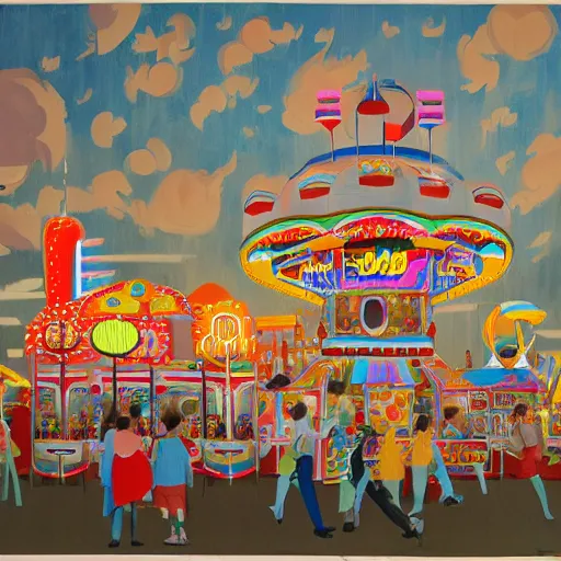 Prompt: painting of a funfair, by rik oostenbroek, james jean, amy sol