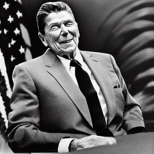 Image similar to [ ronald reagan sitting in chair... tiger ]