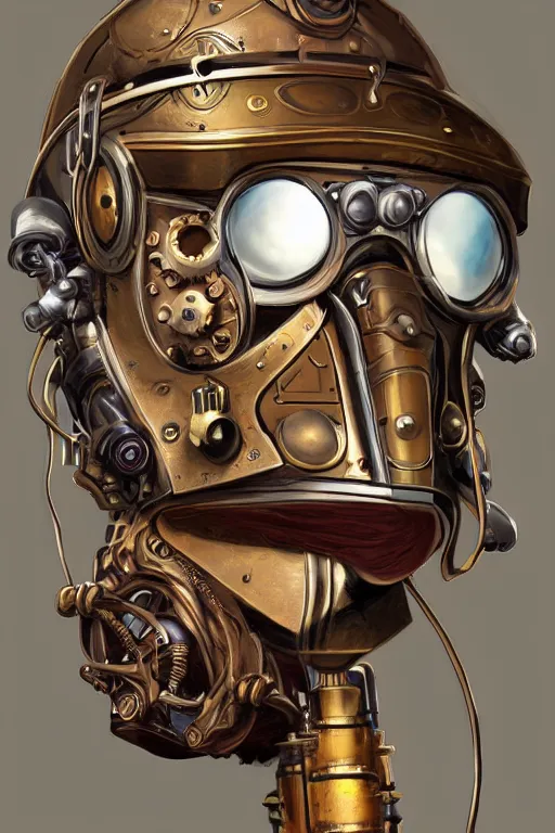 Image similar to steampunk helmet fantasy art mask robot ninja stylized digital illustration sharp focus, elegant intricate digital painting artstation concept art global illumination ray tracing advanced technology chaykin howard and campionpascale and cooke darwyn and davis jack