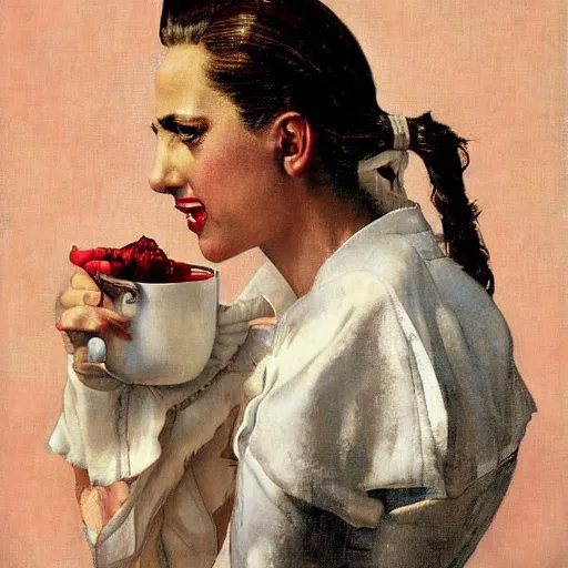 Image similar to portrait of lady gaga by norman rockwell