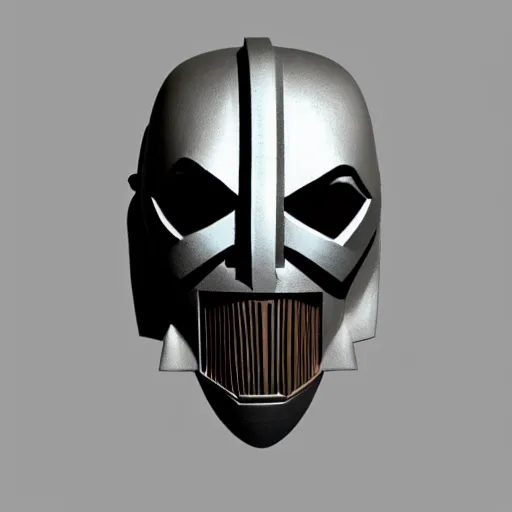 Image similar to MF DOOM mask, highly detailed photo realistic render, shadows, sculpture