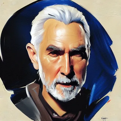 Prompt: greg manchess portrait painting of armored count dooku as overwatch character, medium shot, asymmetrical, profile picture, organic painting, sunny day, matte painting, bold shapes, hard edges, street art, trending on artstation, by huang guangjian and gil elvgren and sachin teng