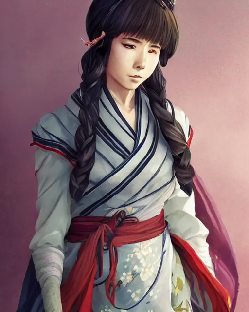 Image similar to A full-body anime portrait of Ssunbiki as a beautiful woman wearing a kimono from Skyrim, by Stanley Artgerm Lau, WLOP, Rossdraws, James Jean, Andrei Riabovitchevy, Marc Simonetti, and Sakimichan, trending on artstation