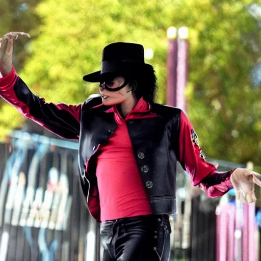 Prompt: the ghost of michael jackson haunting an amusement park