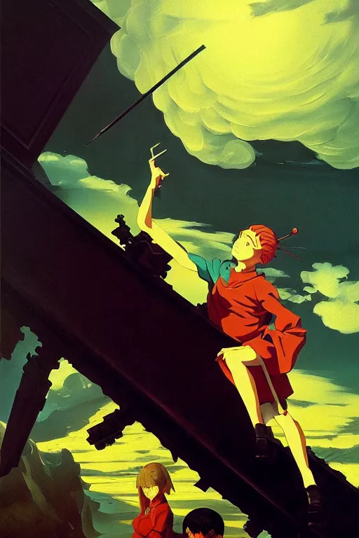 Image similar to baroque oil painting of anime key visual concept art of an ingsoc propaganda poster 1 9 8 4 colorized, facism nationalism dictator, acrylic painting, trending on pixiv fanbox, palette knife and brush strokes, style of makoto shinkai jamie wyeth james gilleard edward hopper greg rutkowski studio ghibli genshin impact