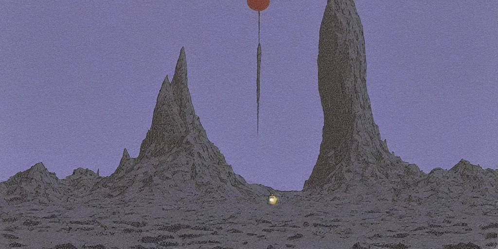 Prompt: grainy risograph matte painting, gigantic mortra kaiju, moebius, chesley bonestell and tim white, hyperrealism