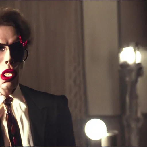 Image similar to Live Action Still of Jerma in The Rocky Horror Picture Show, real life, hyperrealistic, ultra realistic, realistic, highly detailed, epic, HD quality, 8k resolution, body and headshot, film still