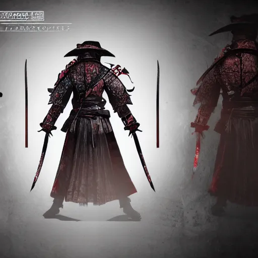 Image similar to Concept art of Male Victorian Gothic Samurai, hd, intricate, bloodborne, 8k, digital art