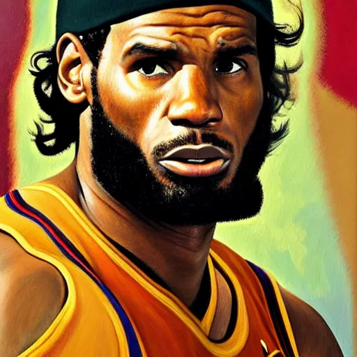 Prompt: lebron james as che guevara, guerilla heroico, oil on canvas by william sidney mount
