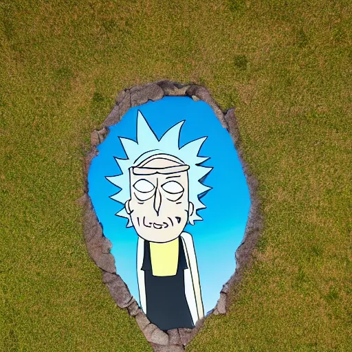 Prompt: portrait of rick sanchez, rick and morty, standing in a field. france, dordogne, hills, ultra high detail, 8 k