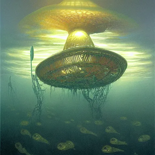 Image similar to semi translucent 90s tech in LED lit axlotyl tanks submerged in the fog continuum, hyperdetailed painting by Michael Whelan, Vladimir Kush