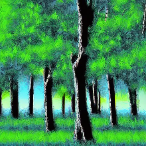 Prompt: digital art of mother earth kissing trees