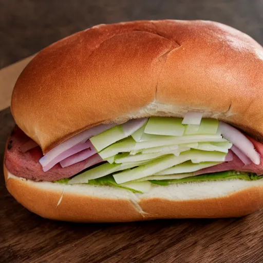 Prompt: a hoagie bun filled with human organs