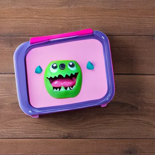 Image similar to cute monster in a lunch boxi, product photography, centered, studio lightning