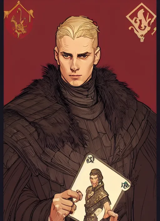 Image similar to portrait of a male lord. game of thrones character design by laurie greasley and sherree valentine daines concept art, matte, sharp focus, illustration, hearthstone, art by artgerm and greg rutkowski and alphonse mucha