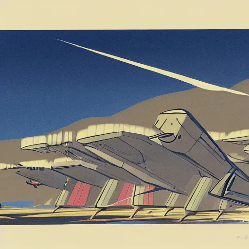 Image similar to Illustration of an Air Base by animator Georges Schwizgebel, 1978