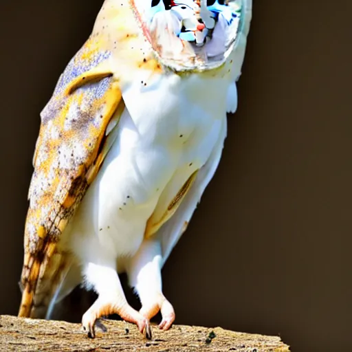 Prompt: barn owl wearing a suit, very detailed, album photo, canon shot