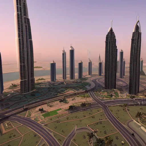 Image similar to gta : dubai by felix kelly