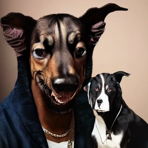 Prompt: hybrid chimera of snoop dogg and a dog