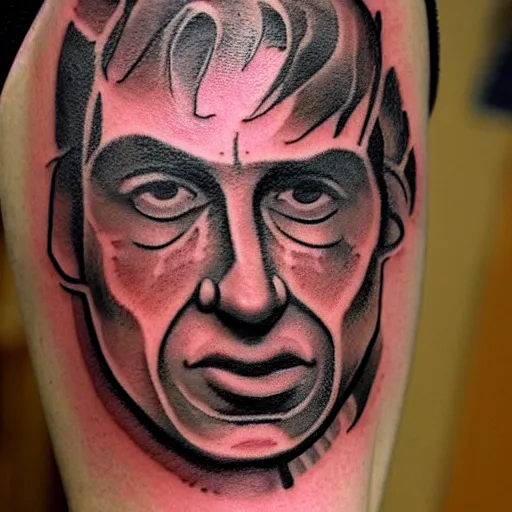 Prompt: tattoo design, stencil, portrait of saul goodman, symmetrical face