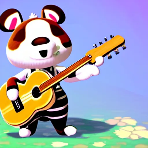 Image similar to k. k slider, animal crossing, playing guitar at a concert, fan art, concept art