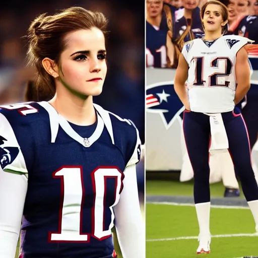 Image similar to emma watson in new england patriots football uniform